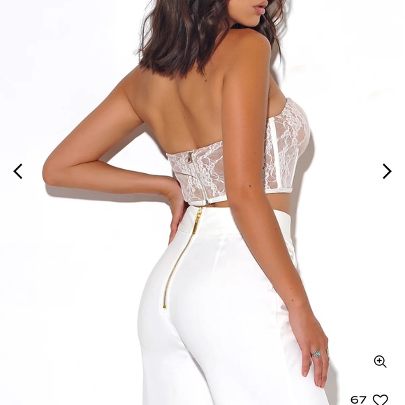 Miss Circle White Lace Corset Crop Top - Picture 3 of 12